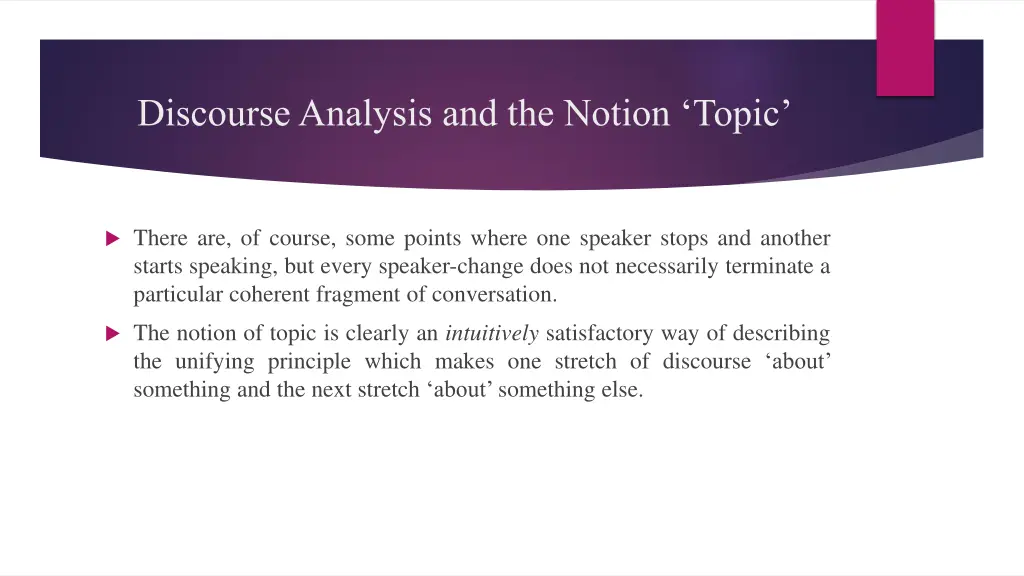 discourse analysis and the notion topic 1