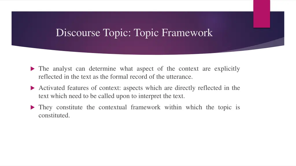 discourse topic topic framework