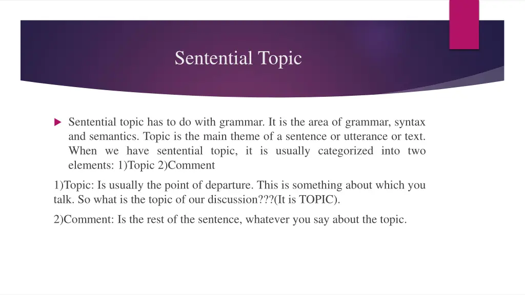 sentential topic