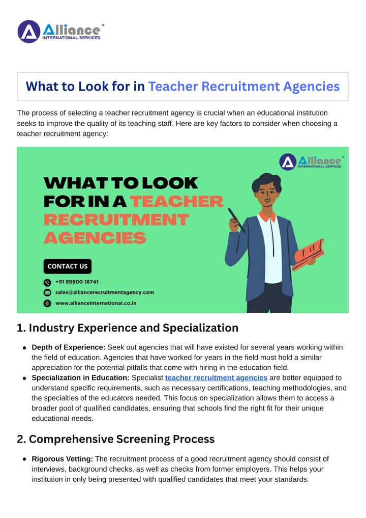 what to look for in teacher recruitment agencies