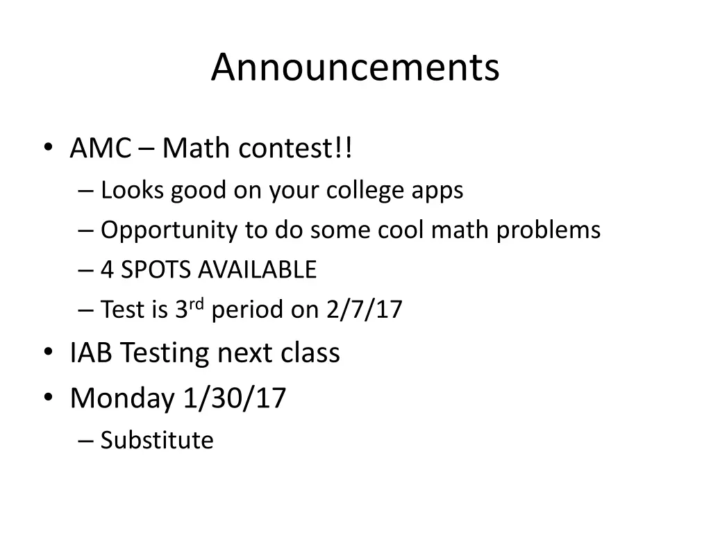 announcements