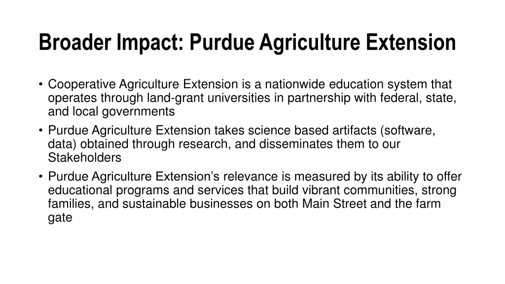 broader impact purdue agriculture extension