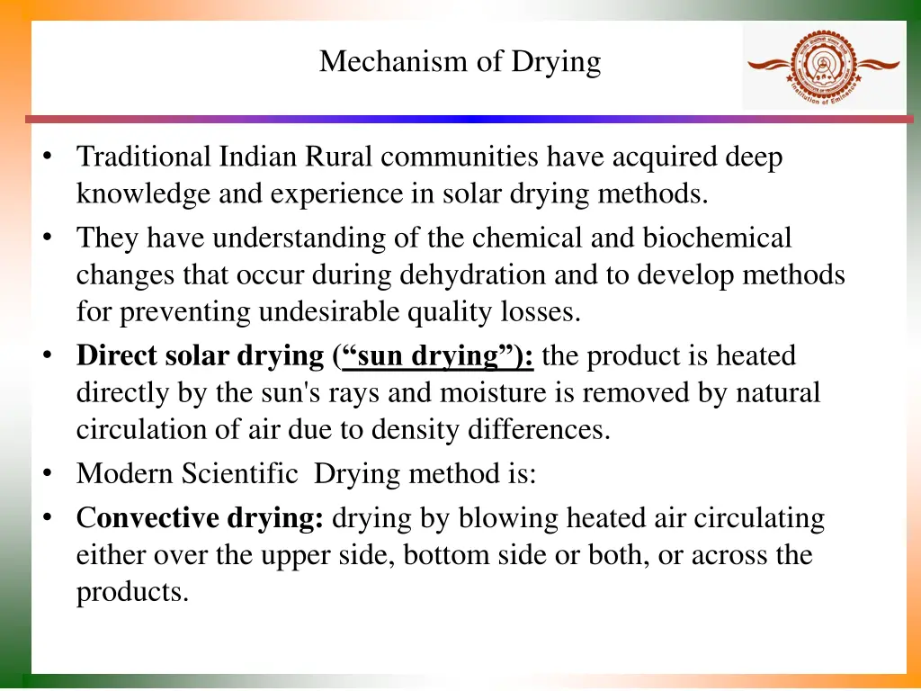 mechanism of drying