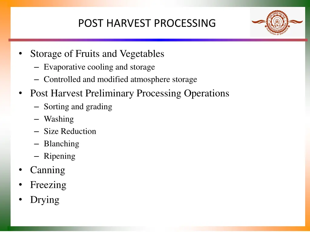 post harvest processing