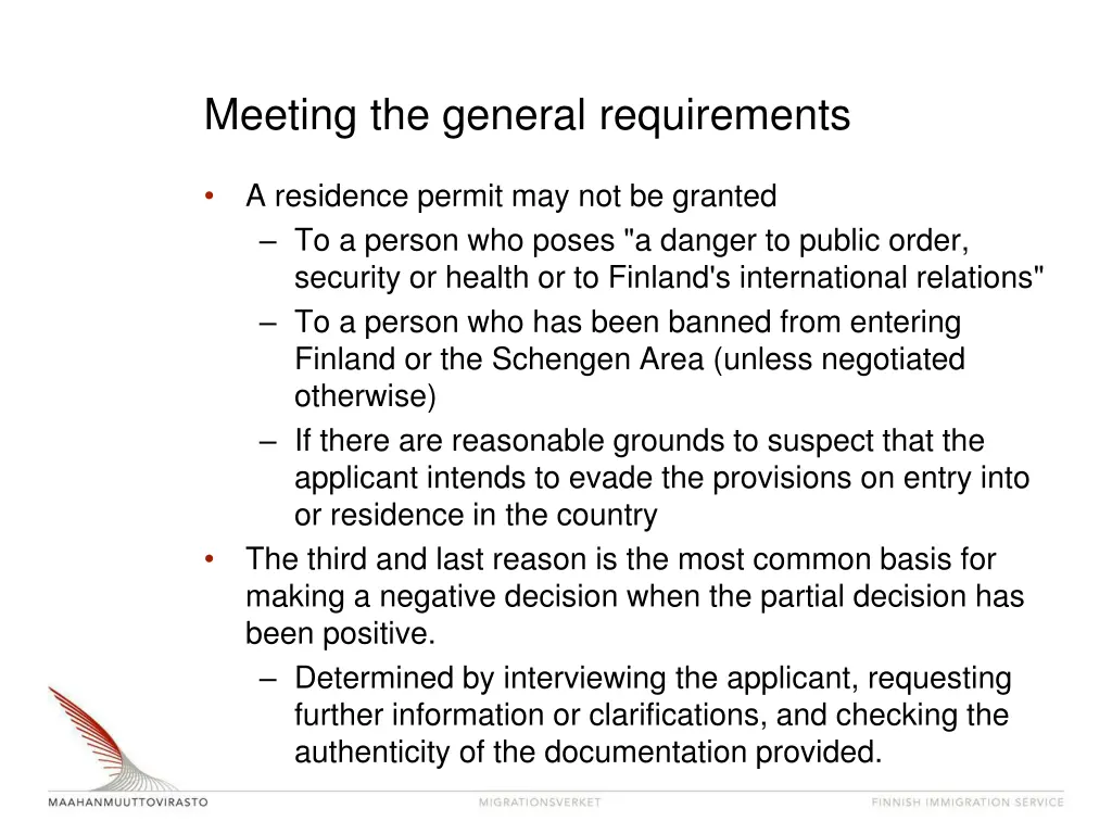 meeting the general requirements