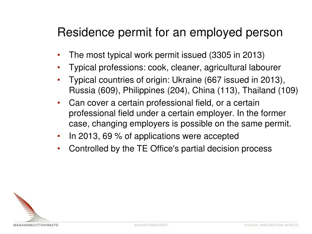 residence permit for an employed person