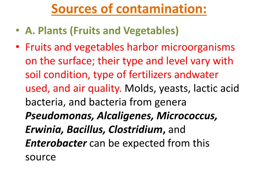 sources of contamination