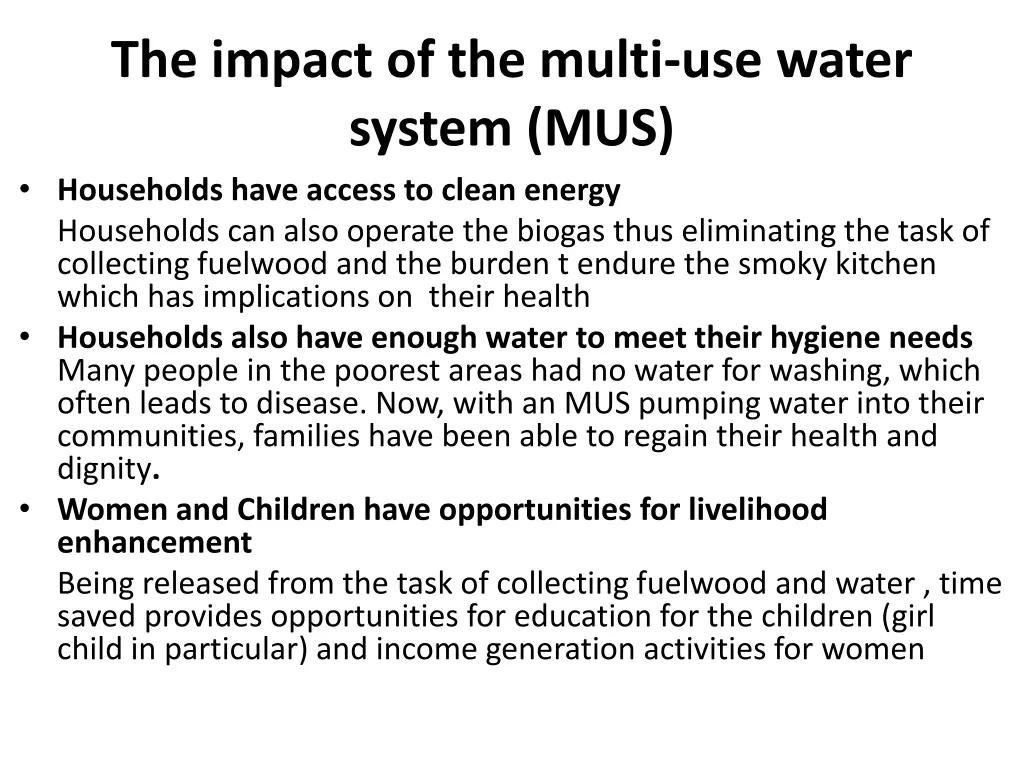 the impact of the multi use water system 1