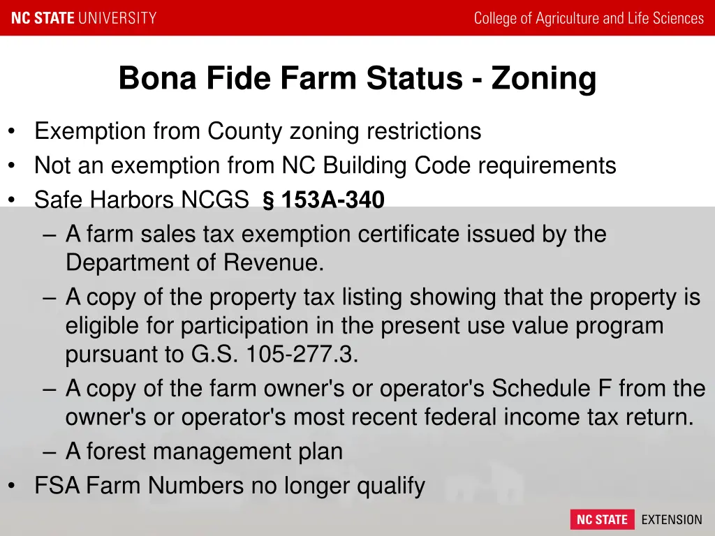 bona fide farm status zoning