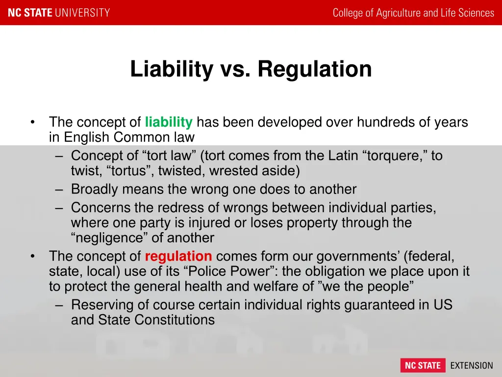 liability vs regulation