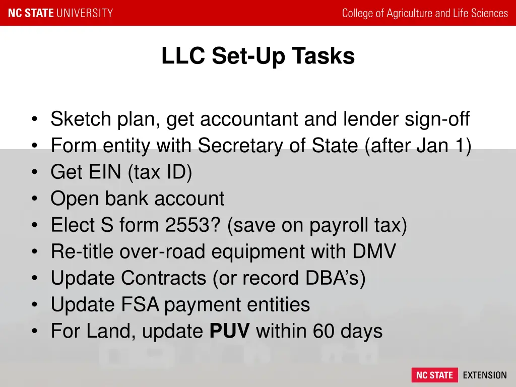 llc set up tasks