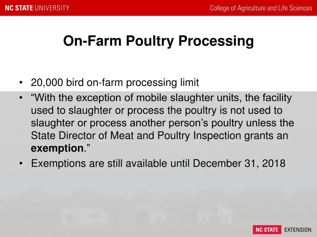 on farm poultry processing