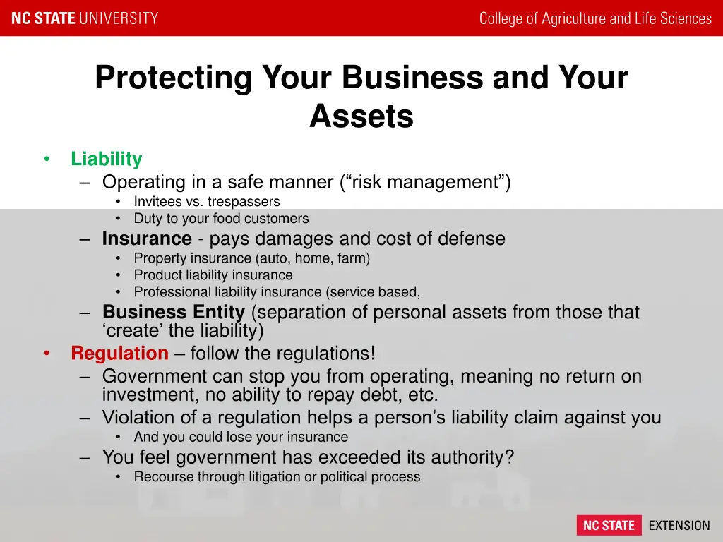 protecting your business and your assets