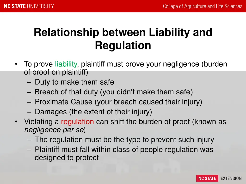 relationship between liability and regulation