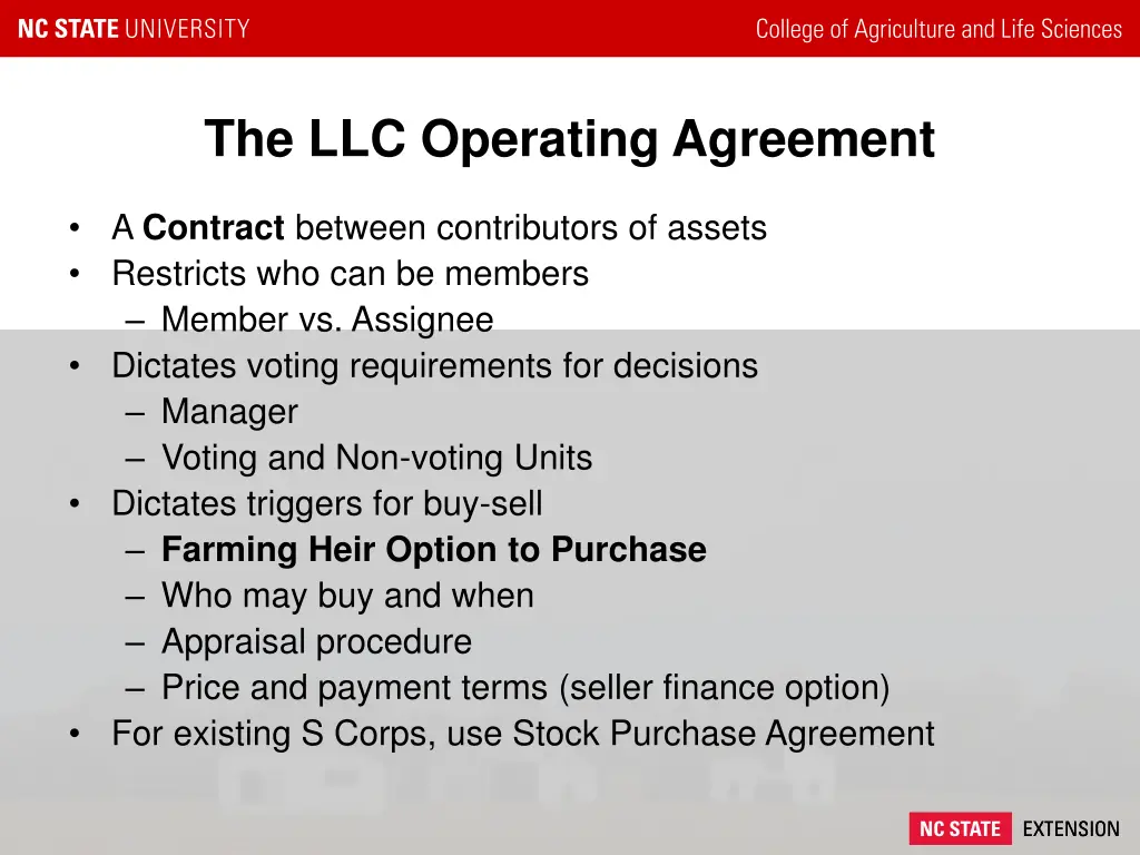 the llc operating agreement