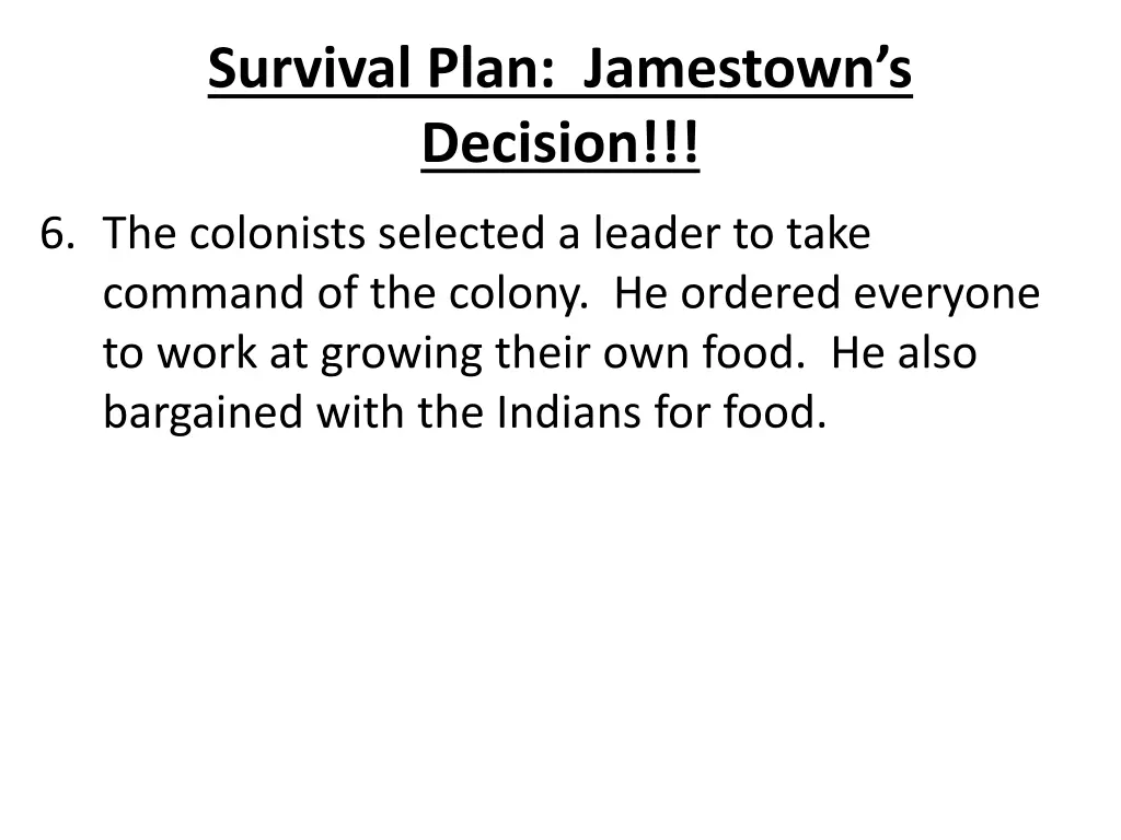 survival plan jamestown s decision 5