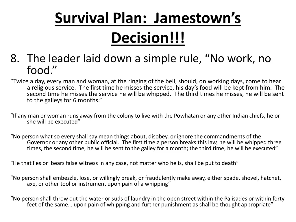 survival plan jamestown s decision 8 the leader