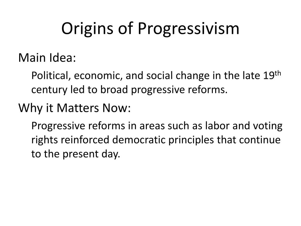 origins of progressivism