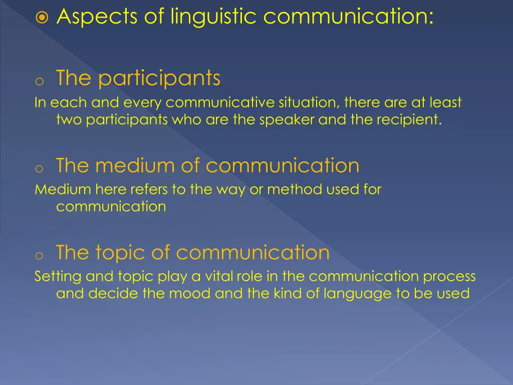 aspects of linguistic communication