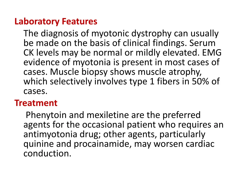 laboratory features the diagnosis of myotonic