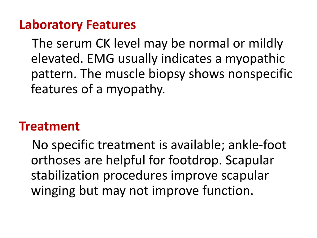 laboratory features the serum ck level