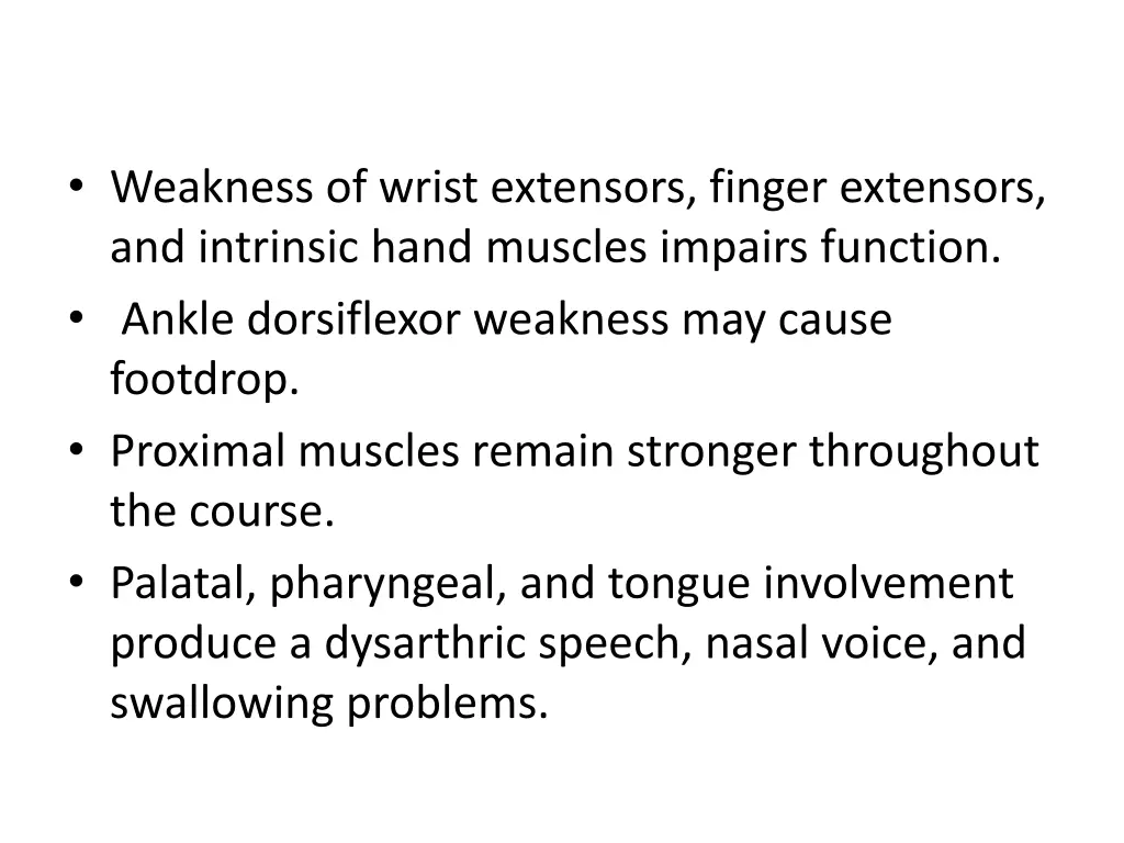 weakness of wrist extensors finger extensors