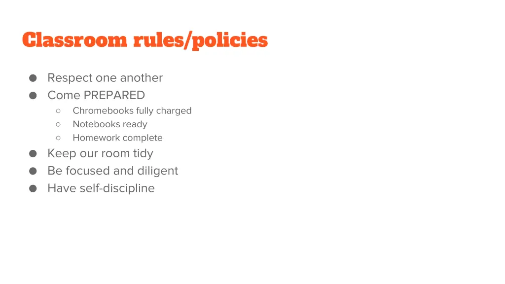 classroom rules policies