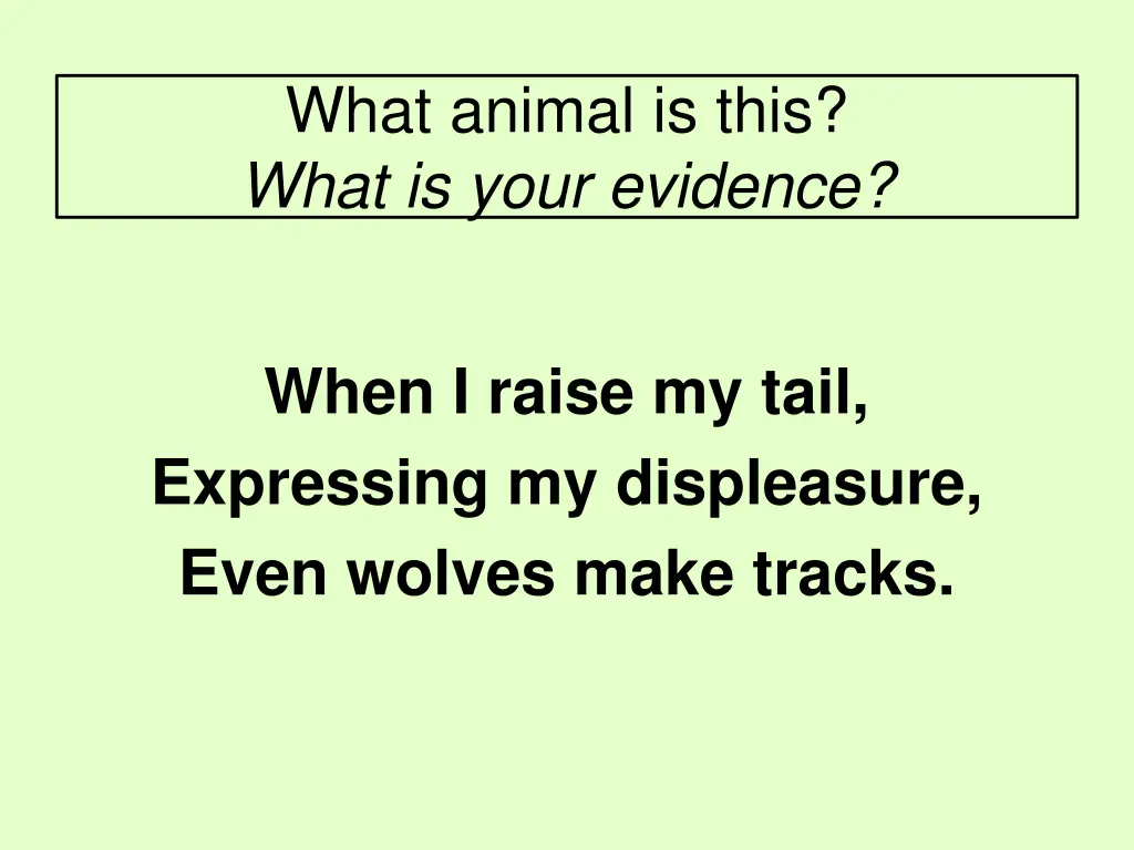 what animal is this what is your evidence 1