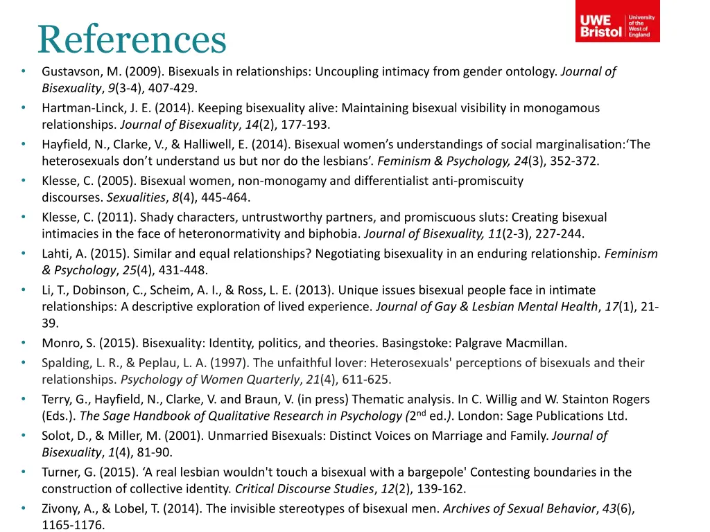 references gustavson m 2009 bisexuals