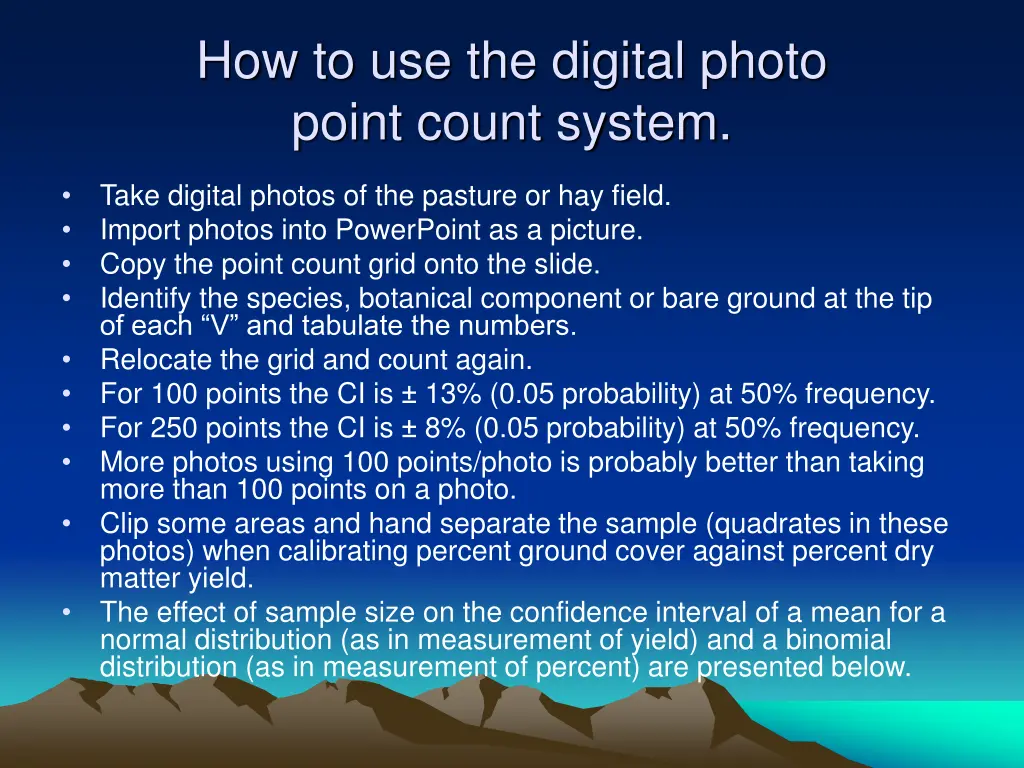 how to use the digital photo point count system