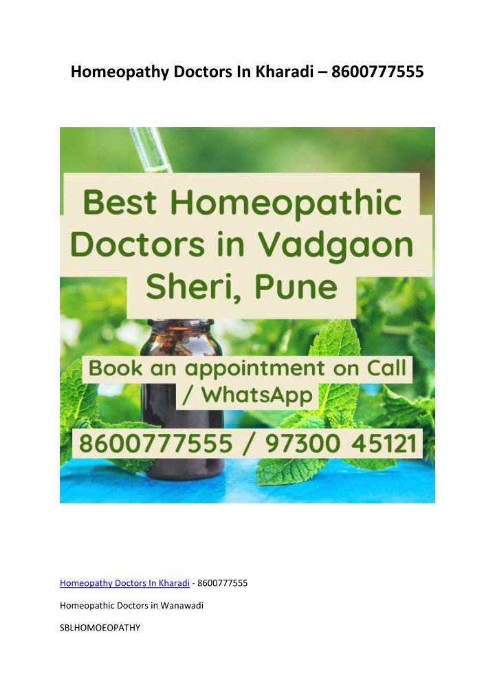 homeopathy doctors in kharadi 8600777555