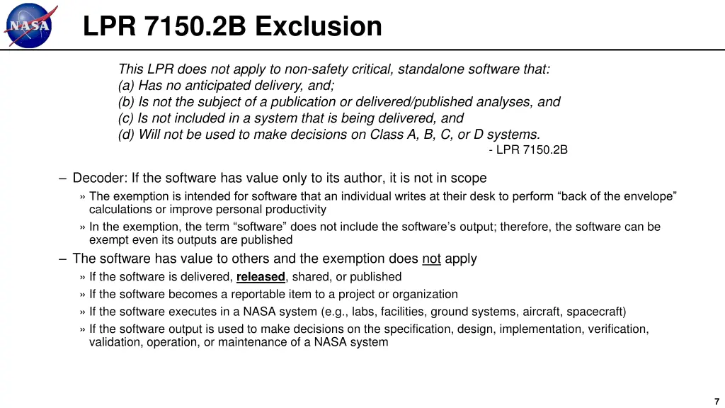 lpr 7150 2b exclusion