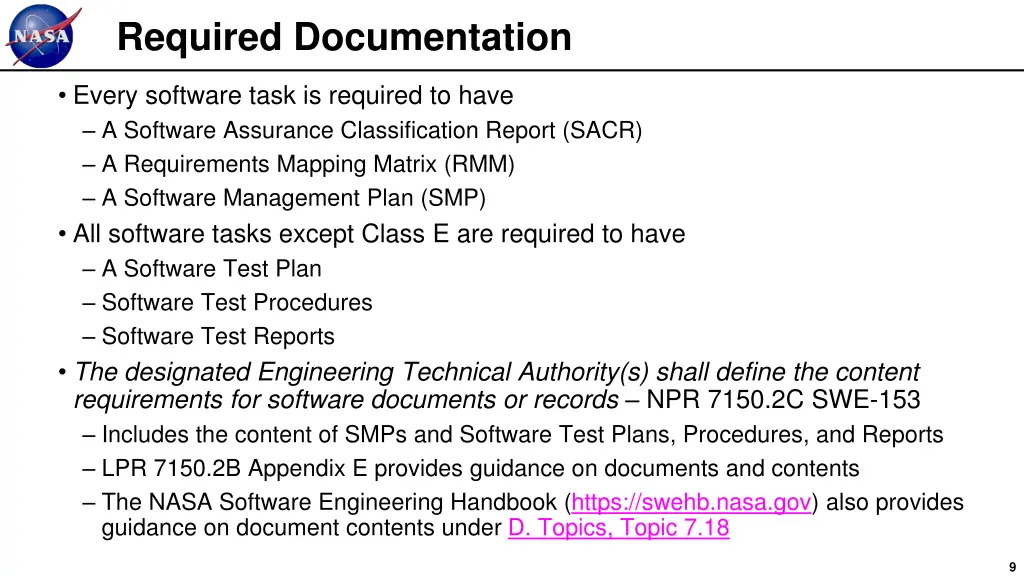 required documentation