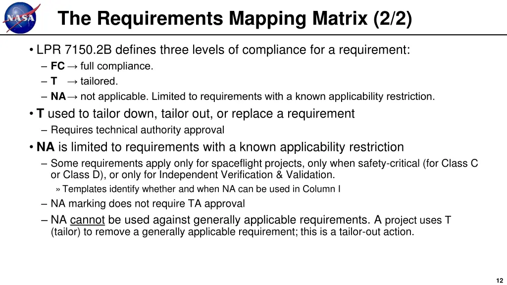 the requirements mapping matrix 2 2