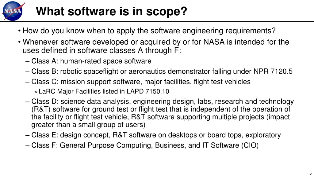 what software is in scope