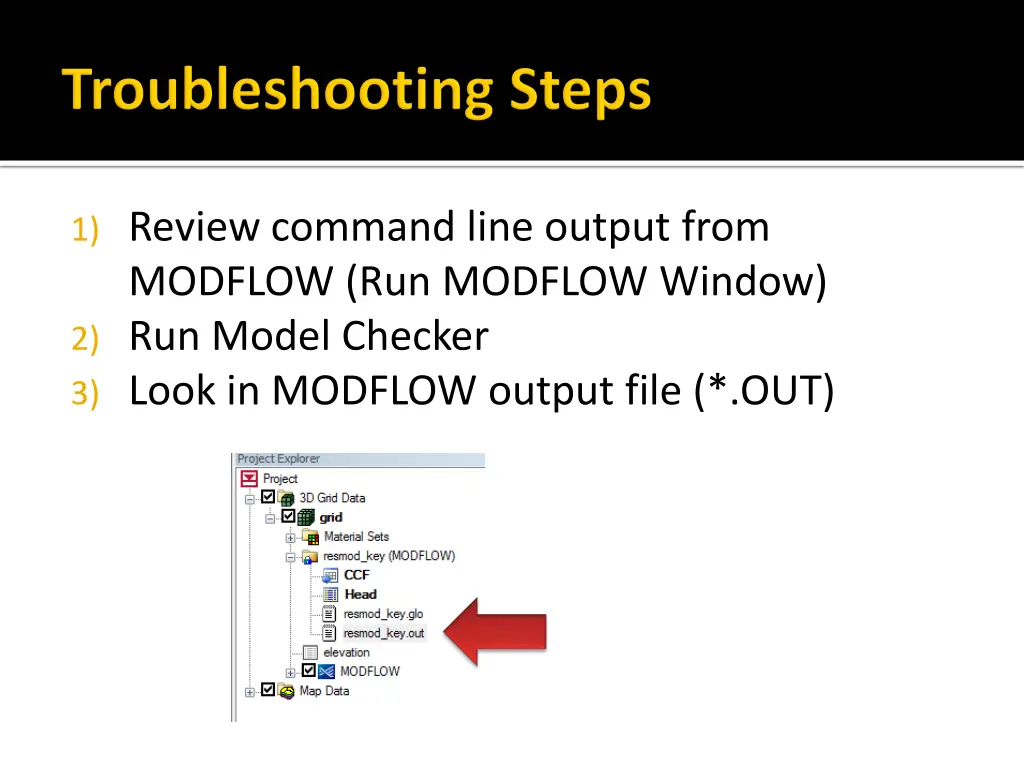 1 review command line output from modflow