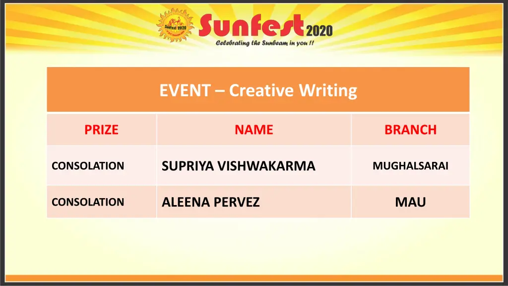 event creative writing