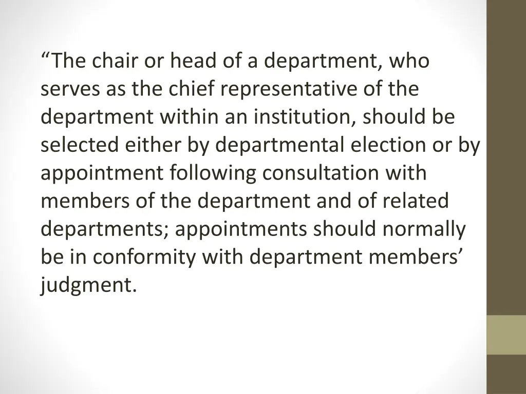 the chair or head of a department who serves