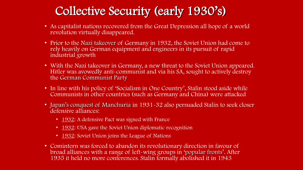 collective security early 1930 s collective