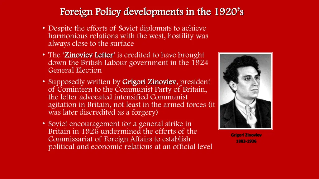 foreign policy developments in the 1920 s foreign