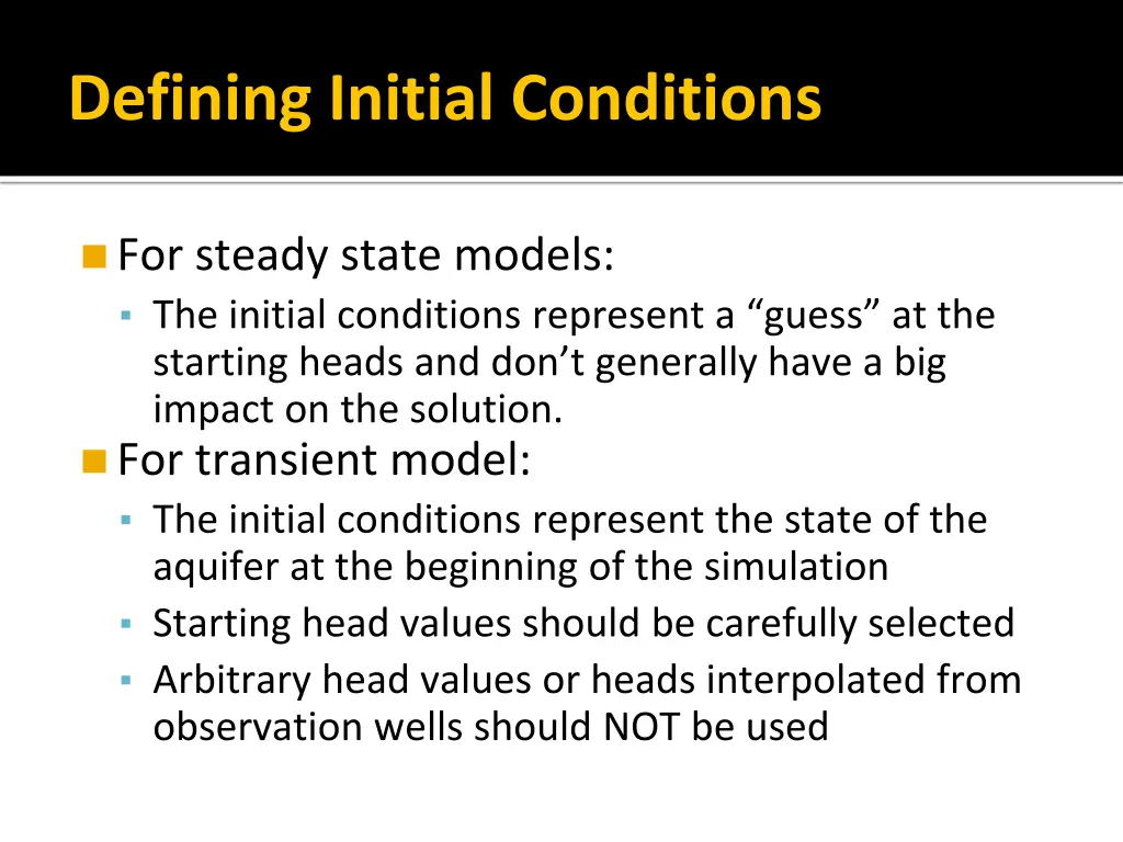 defining initial conditions