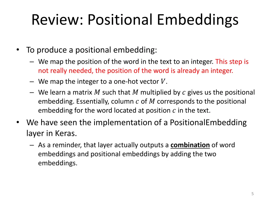 review positional embeddings