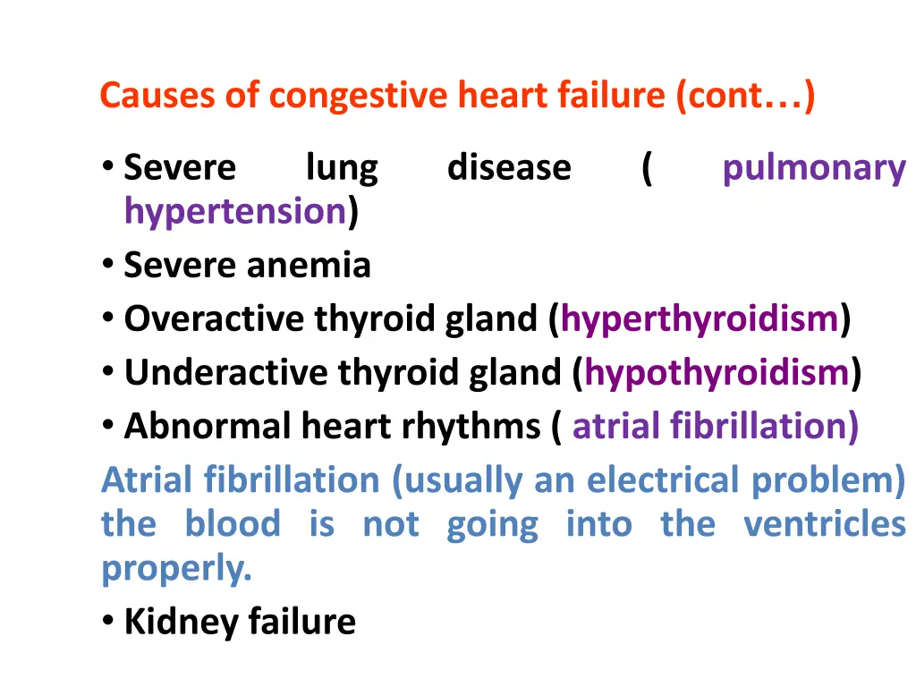 causes of congestive heart failure cont