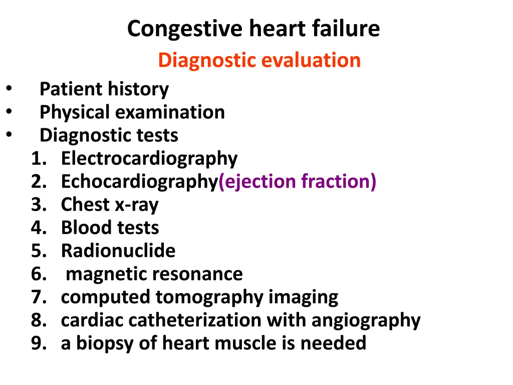 congestive heart failure diagnostic evaluation