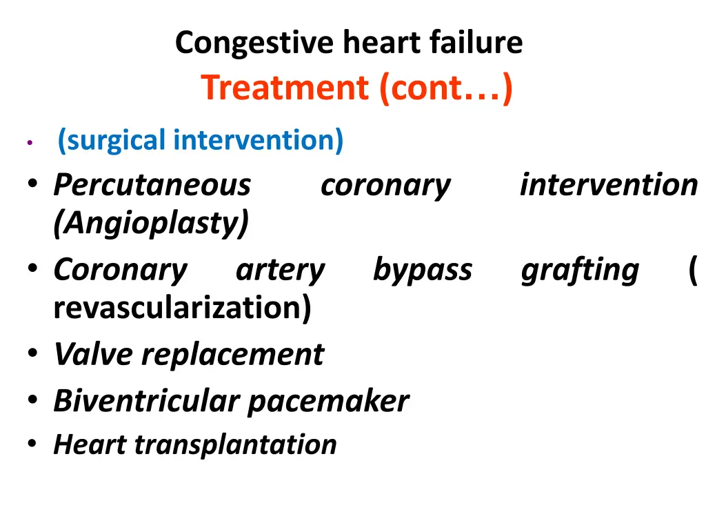 congestive heart failure treatment cont