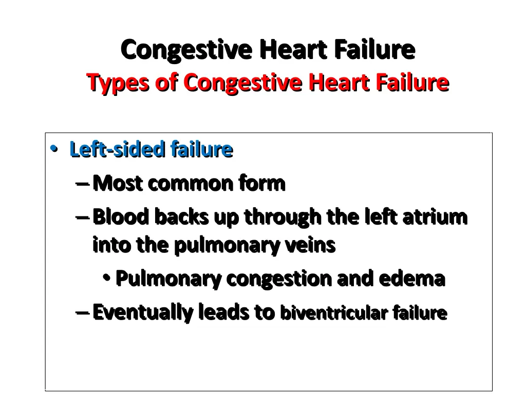 congestive heart failure types of congestive