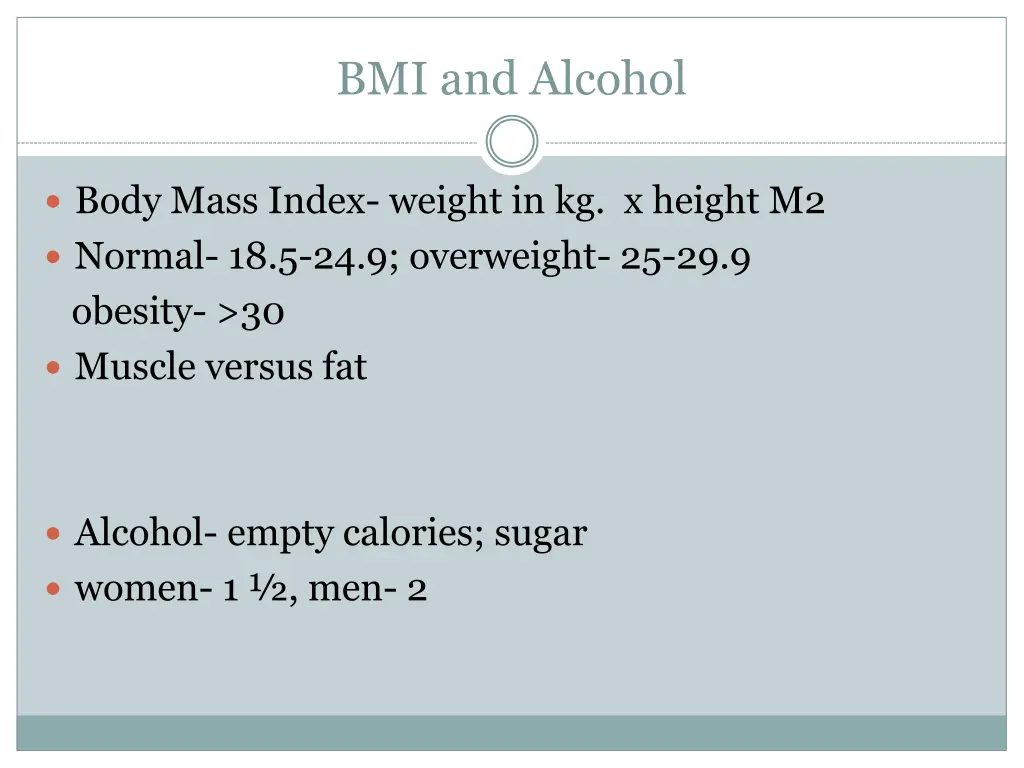 bmi and alcohol