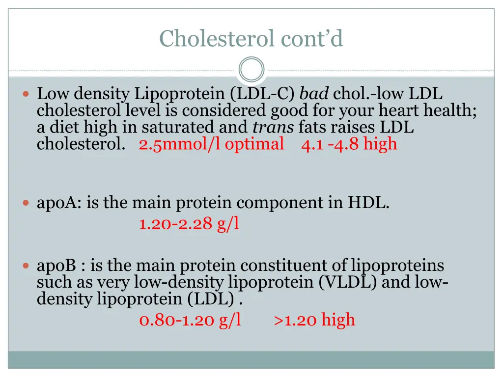 cholesterol cont d