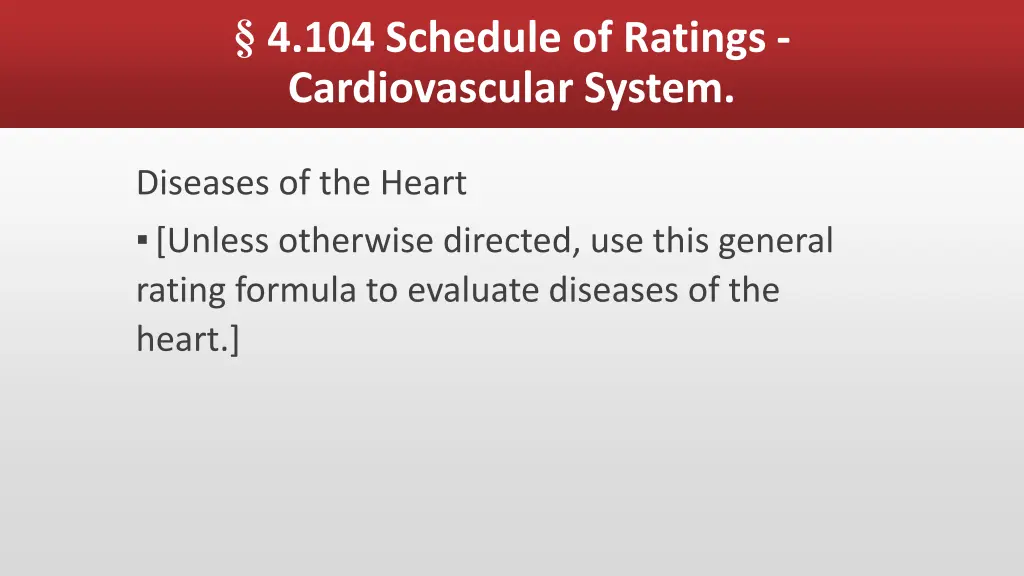 4 104 schedule of ratings cardiovascular system