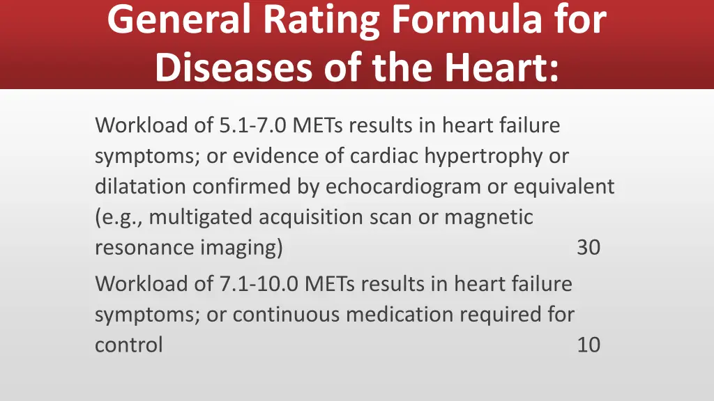 general rating formula for diseases of the heart 1